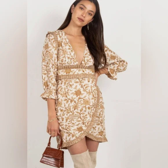 Cleobella Victoria Mini Dress / Tan / Size XL - Picture 3 of 11